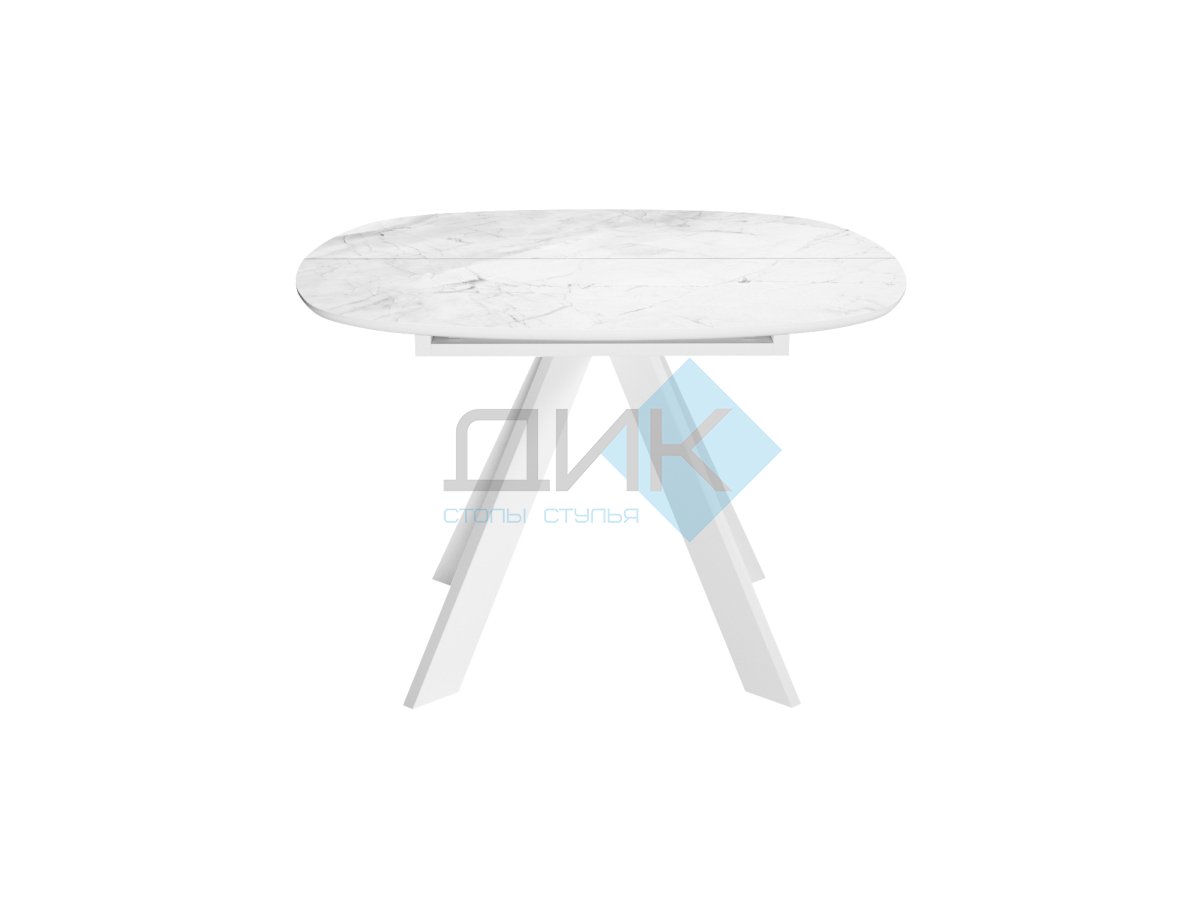 Стол DikLine BK100 Керамика Белый мрамор/подстолье белое/опоры белые