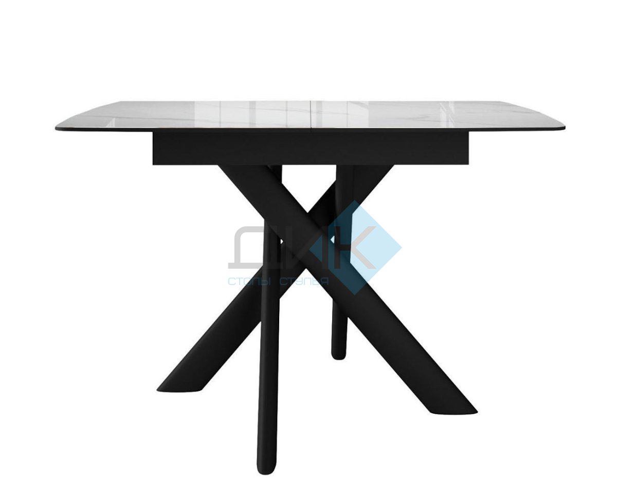 Стол DikLine DKB110, Керамика Carrara Gloss (мрамор глянец белый)/подстолье черное/опоры черные