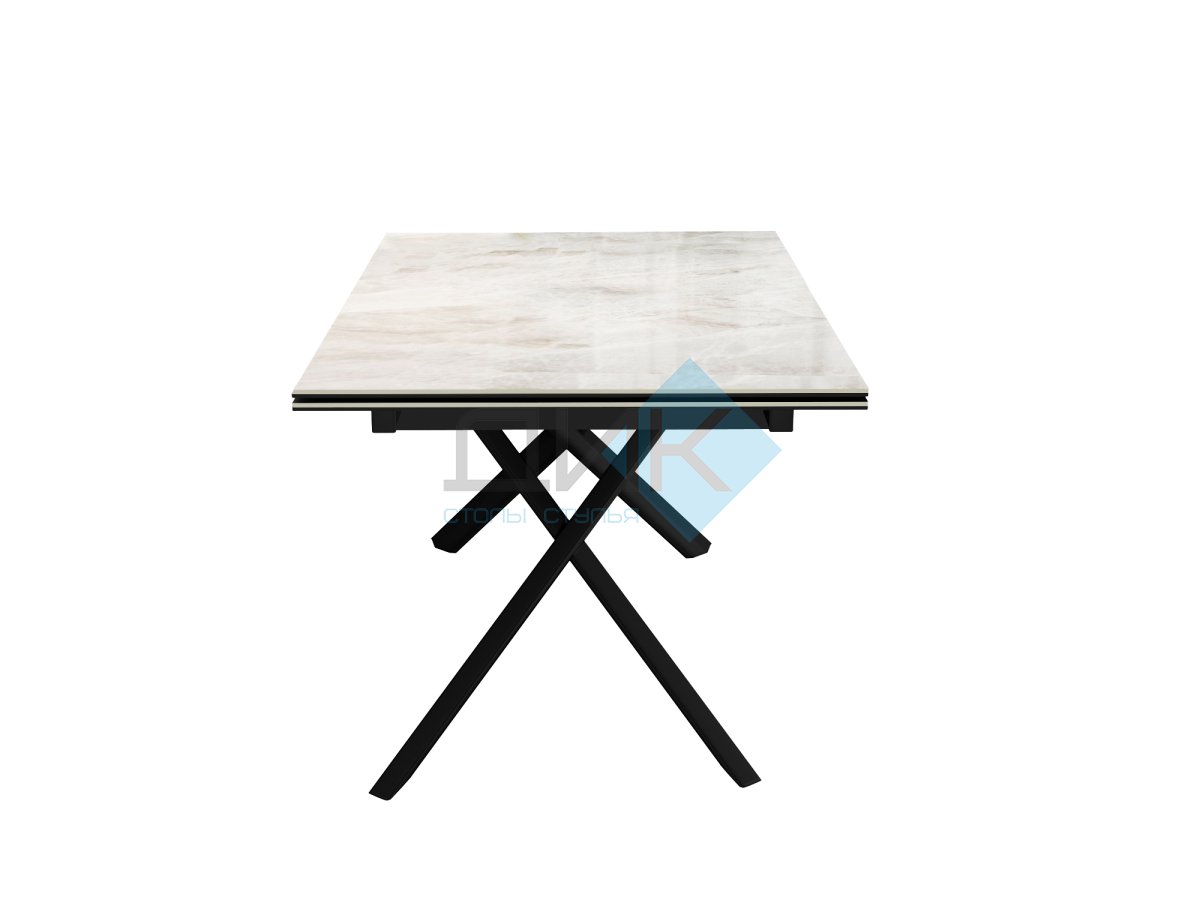 Стол DikLine DKX140 керамика Italian Grey (глянец серый), подстолье черное, опоры черные (2уп.)