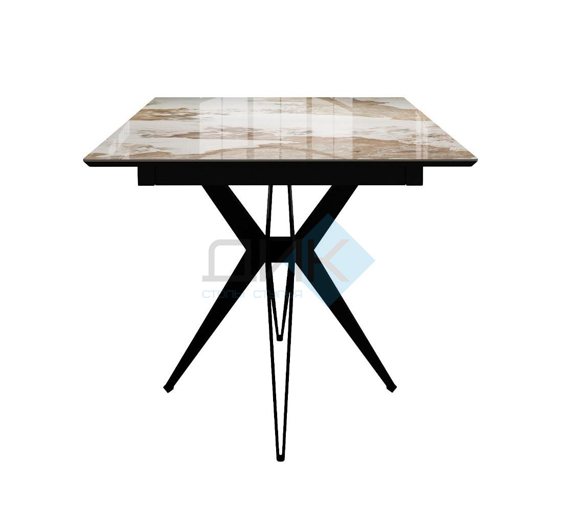Стол DikLine DKS140 керамика PANDORA глянец, подстолье черное, опоры черные (2уп.)