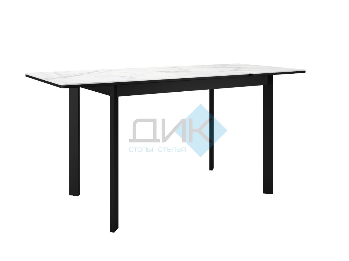 Стол DikLine LK110 Керамика Белый мрамор/подстолье черное/опоры черные