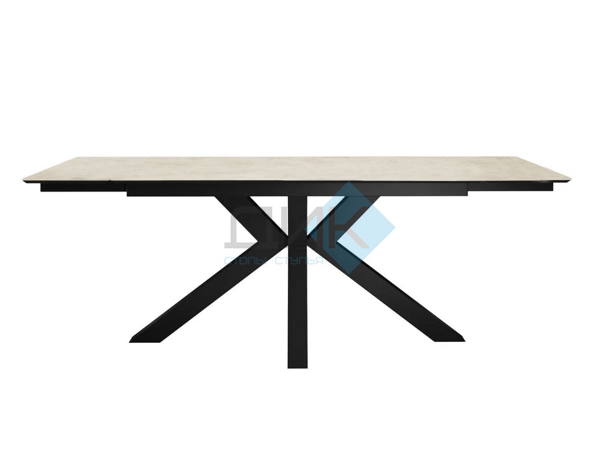 Стол DikLine SFE140 Керамика Krater Perla (бежевый матовый)/подстолье черное/опоры черные (2 уп.)