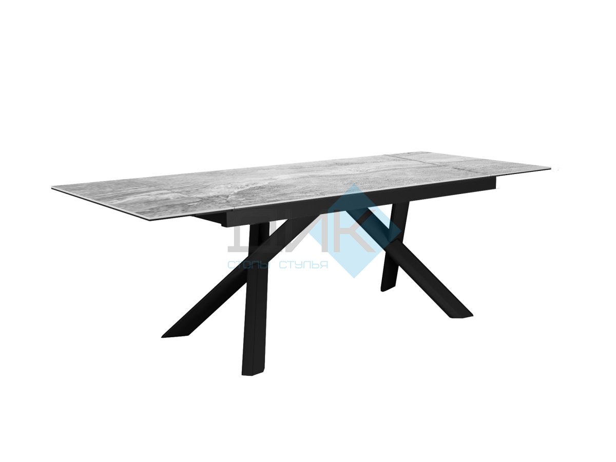 Стол DikLine KX160 керамика серый мрамор C31 глянец/опоры черные (2 уп)