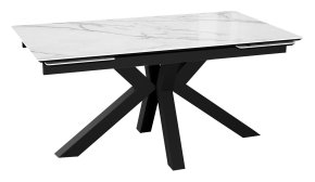 Стол DikLine SFE160 Керамика Tianshan White (белый полуглянец)/подстолье черное/опоры черные (2 уп.)