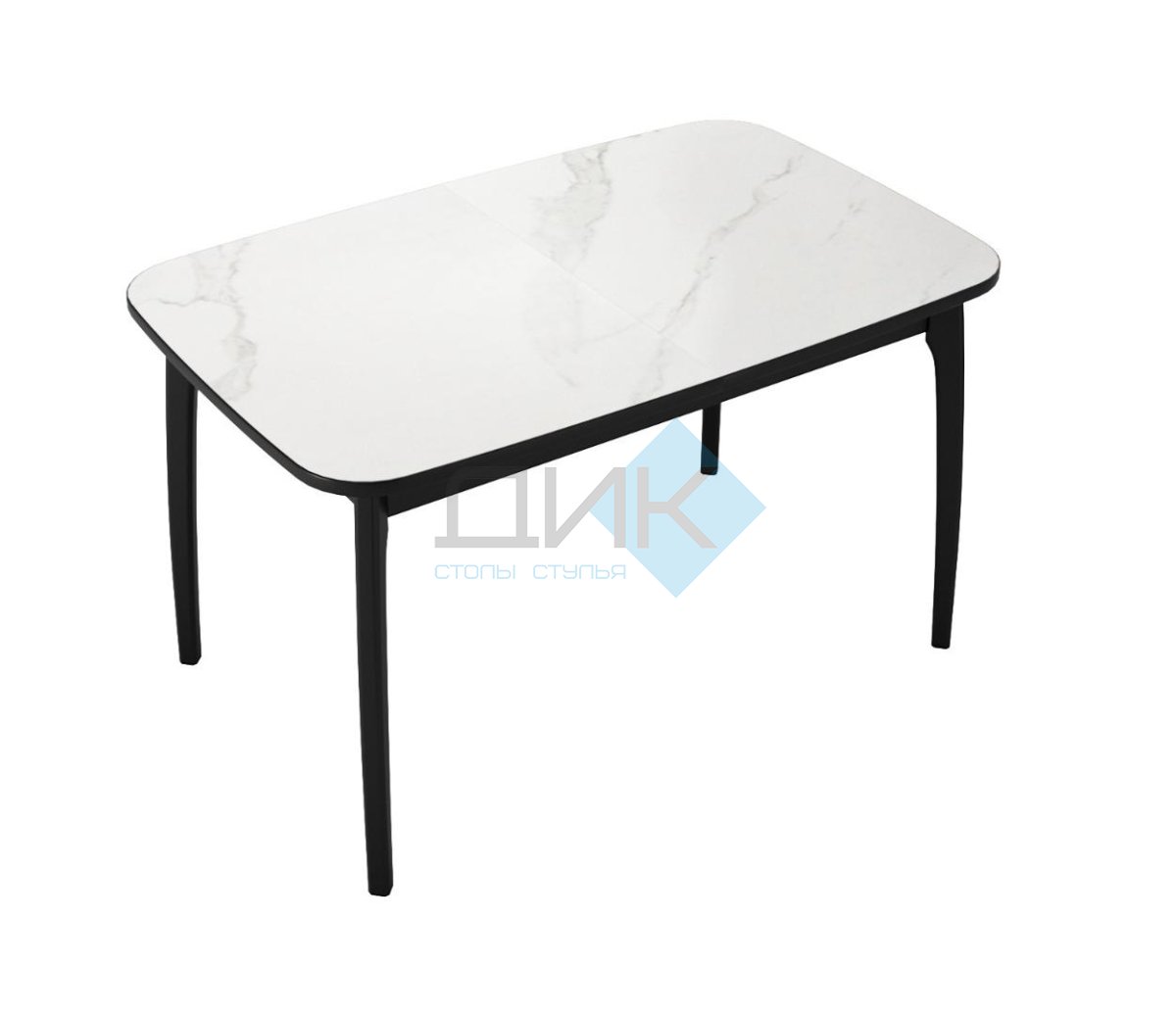 Стол DikLine MK15 Керамика Белый мрамор/подстолье черное/опоры черные