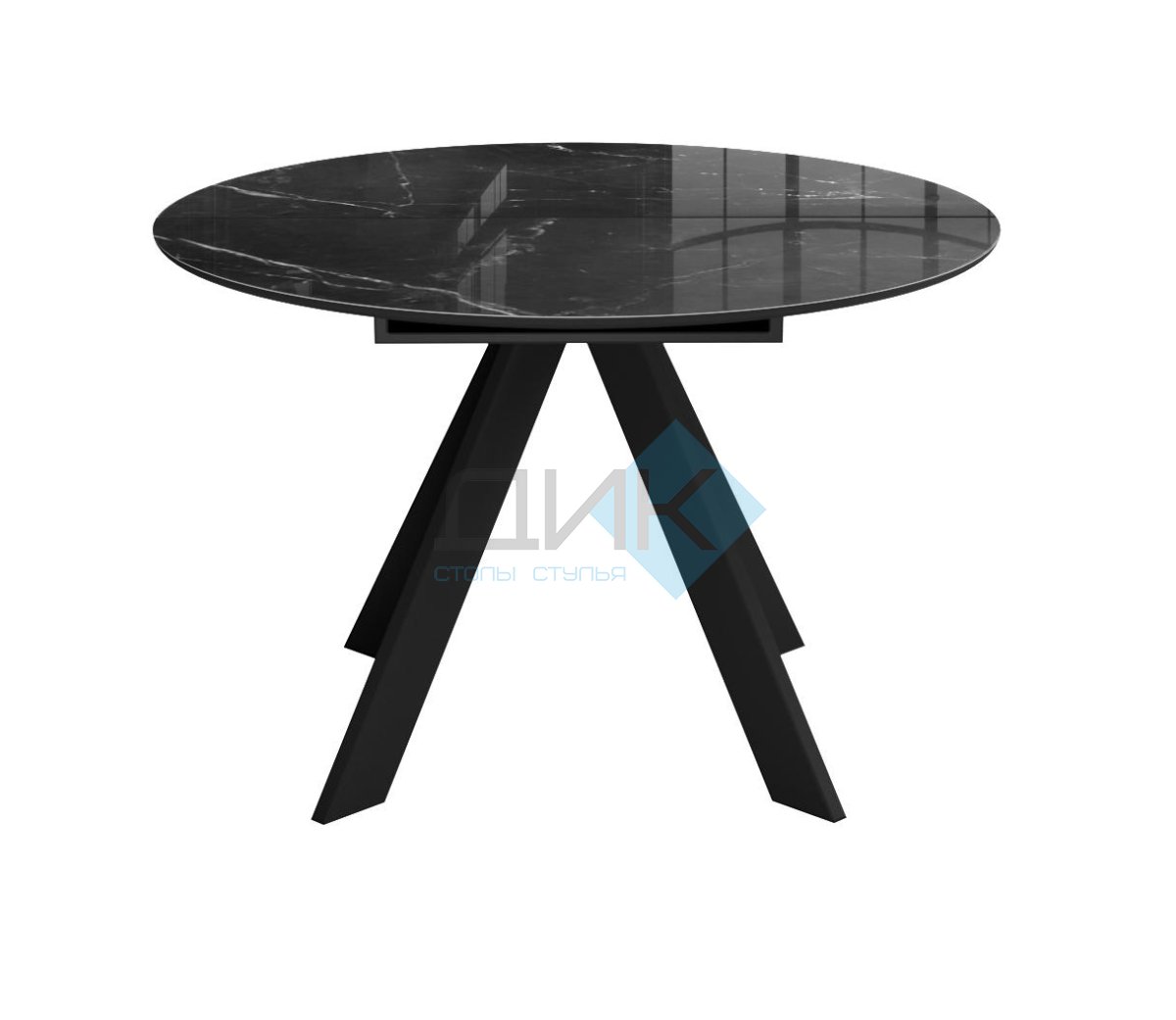 Стол DikLine SFC100 d1000 стекло Оптивайт Черный мрамор/подстолье черное