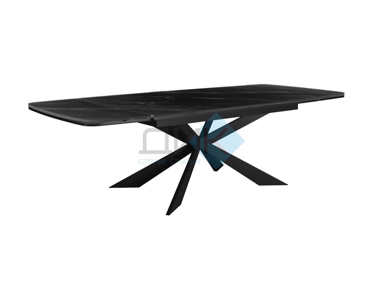 Стол DikLine KM160 керамика черный мрамор С45 матовая/опоры черные (2 уп.)