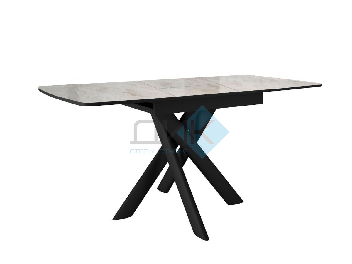 Стол DikLine DKB110, Керамика Italian Grey (глянец серый)/подстолье черное/опоры черные