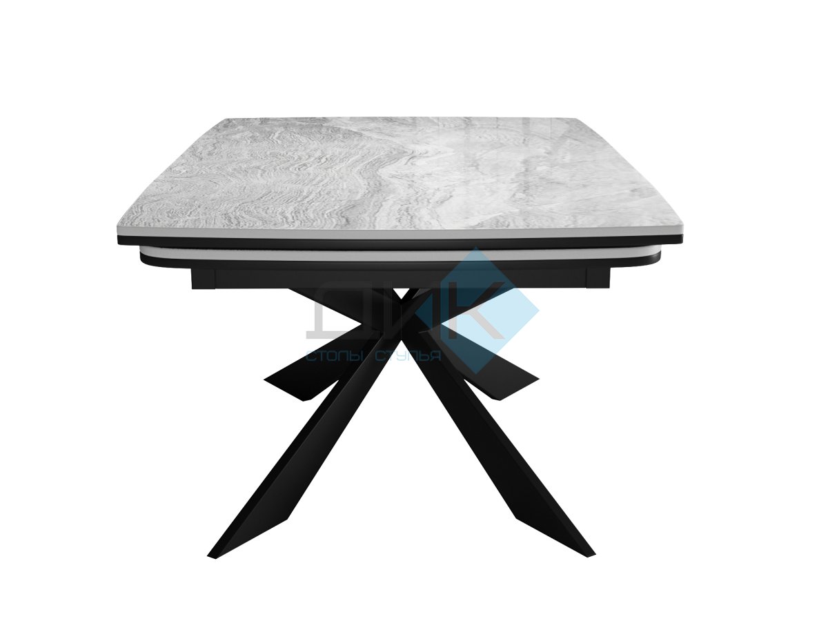 Стол DikLine KM160 керамика серый мрамор С31 глянец/опоры черные (2 уп.)