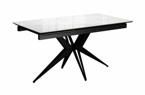 Стол DikLine DKS140 керамика Carrara Gloss (мрамор глянец белый), подстолье черное, опоры черные (2уп.)