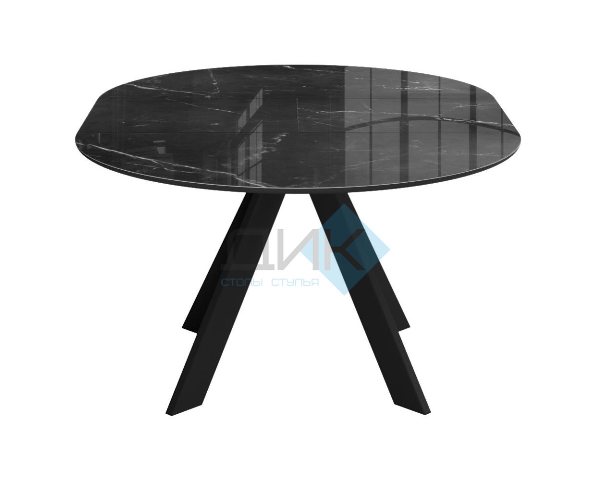 Стол DikLine SFC110 d1100 стекло Оптивайт Черный мрамор/подстолье черное/опоры черные