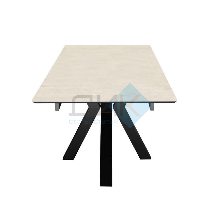 Стол DikLine SFE140 Керамика Krater Perla (бежевый матовый)/подстолье черное/опоры черные (2 уп.)