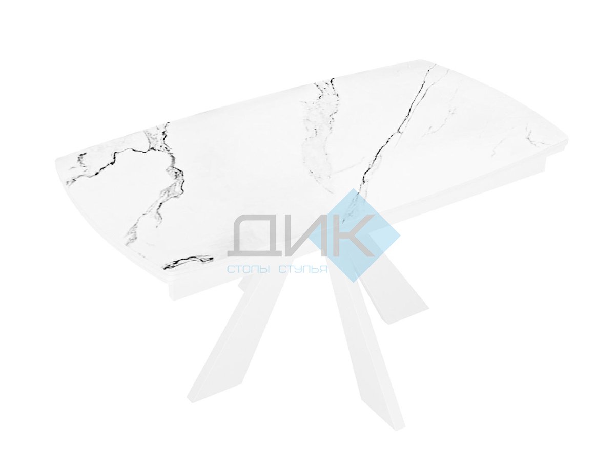 Купить стол dikline sku120 керамика белый мрамор/подстолье белое/опоры ...