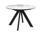 Стол DikLine SFC110 d1100 стекло Оптивайт Белый мрамор/подстолье черное/опоры черные