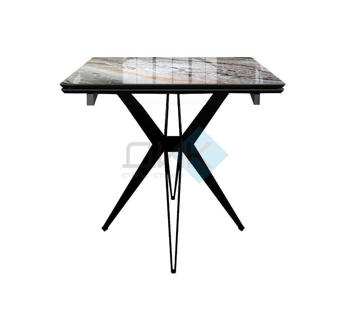 Стол DikLine DKS140 керамика Venetian Brown Light глянец, подстолье черное, опоры черные (2уп.)