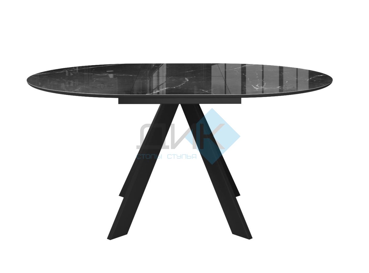 Стол DikLine SFC100 d1000 стекло Оптивайт Черный мрамор/подстолье черное