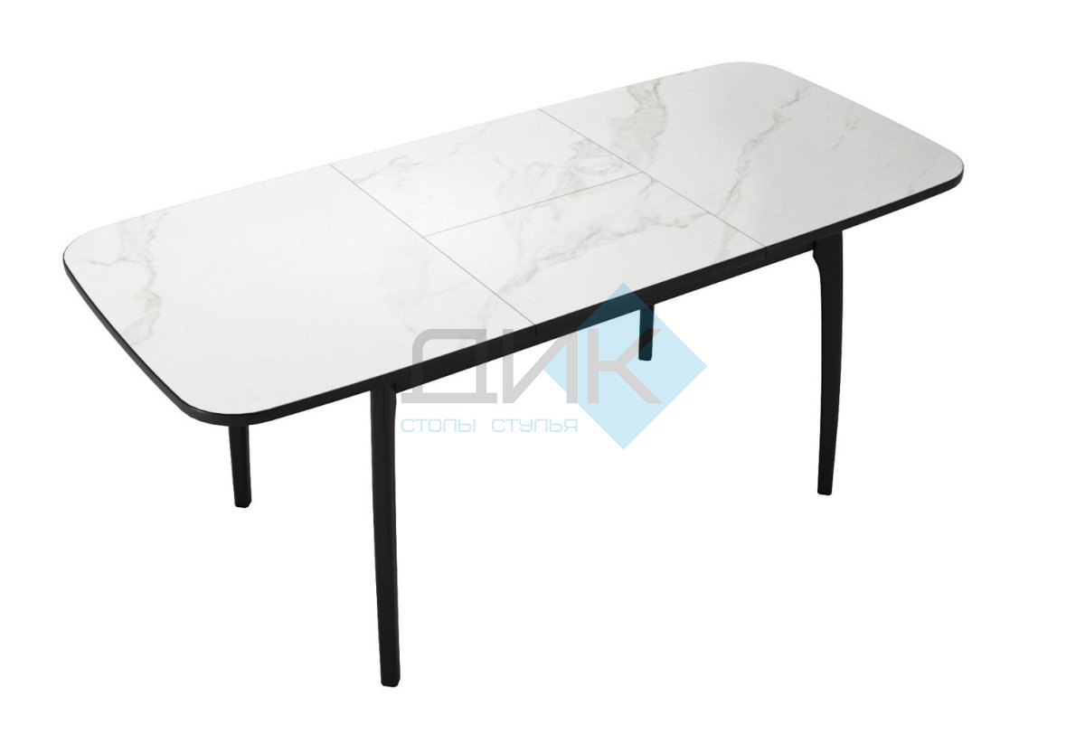 Стол DikLine MK40 Керамика Белый мрамор/подстолье черное/опоры черные