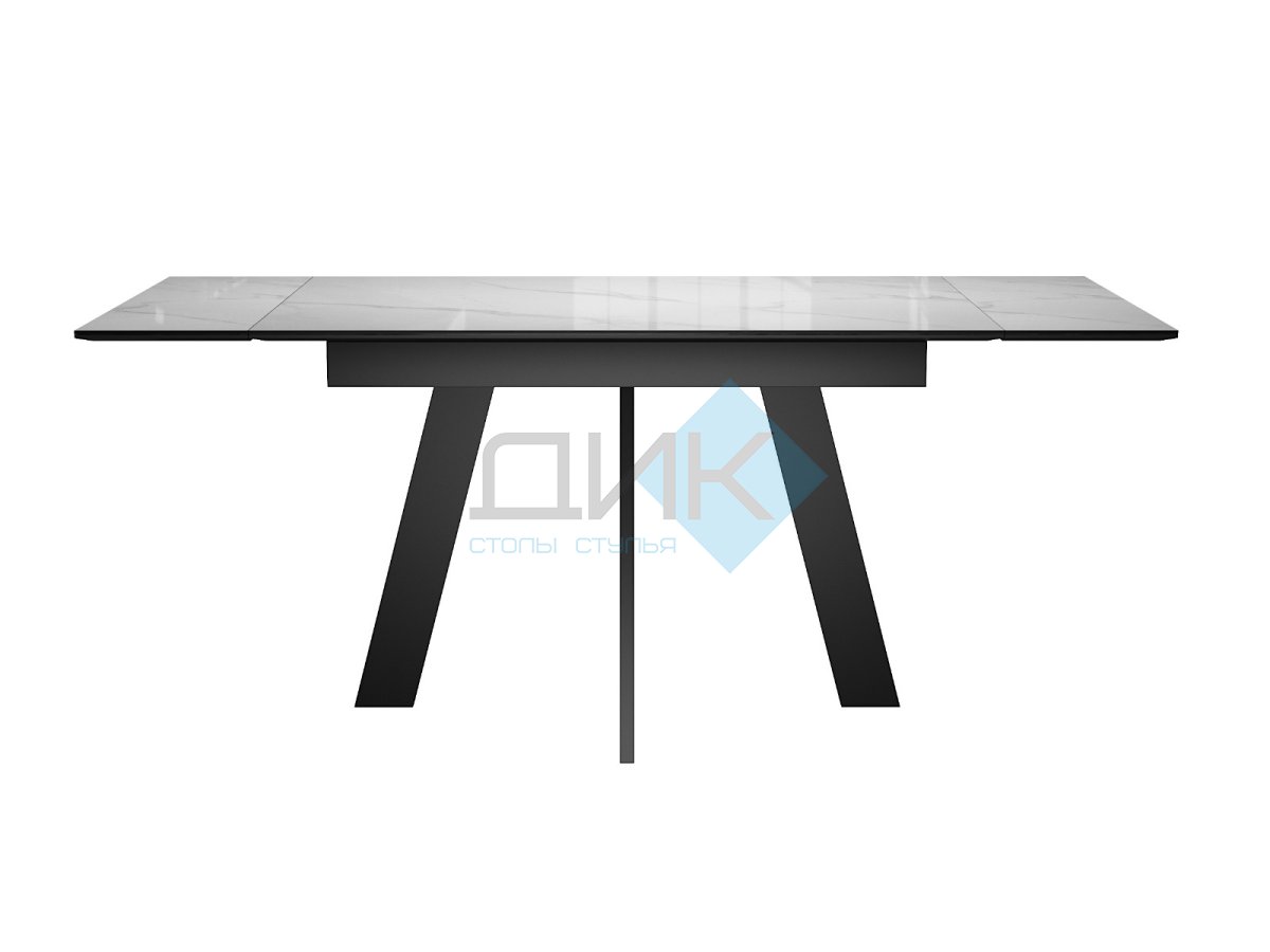 Стол DikLine SKM140 Керамика Carrara Gloss (мрамор глянец белый)/опоры черные