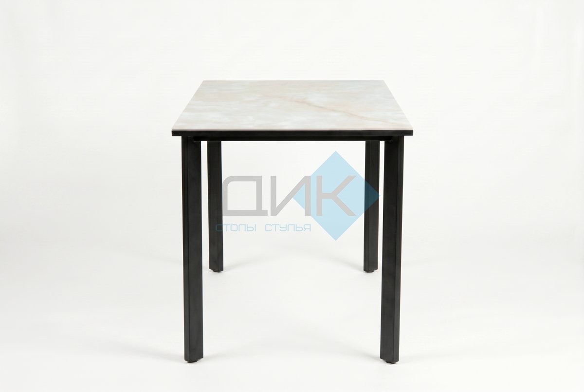 Стол DikLine DKT90 Керамика глянец белый Icelandic white jade (Ostra Bianco Light)/подстолье черное/опоры черные