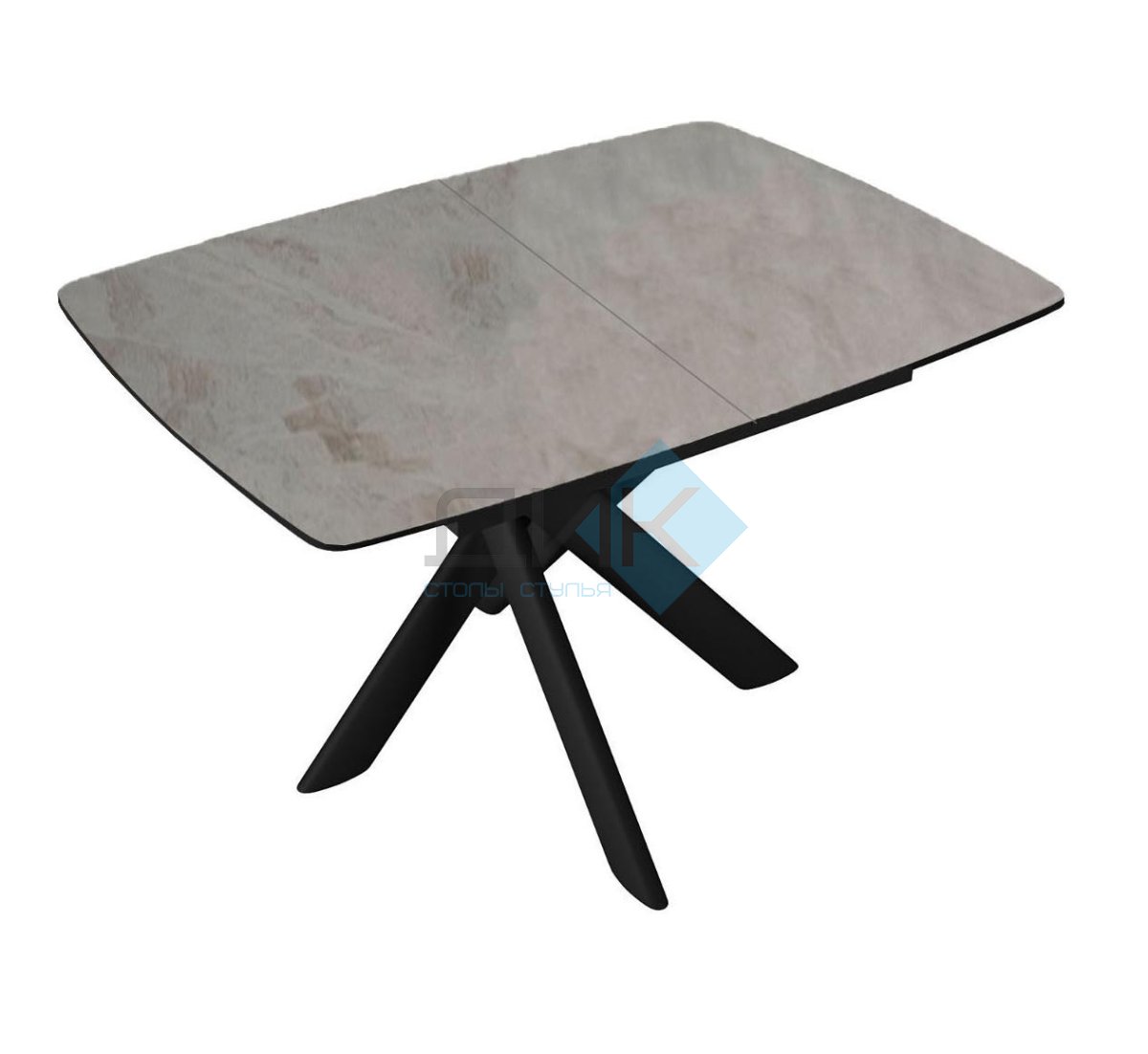 Стол DikLine DKB110, Керамика Italian Grey (глянец серый)/подстолье черное/опоры черные