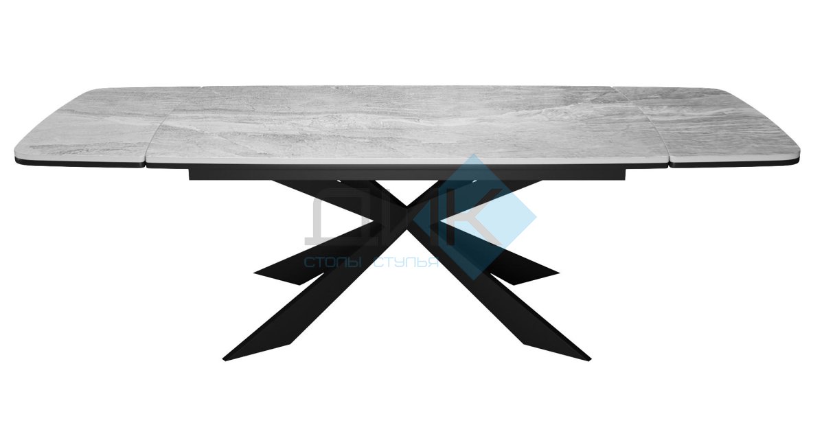 Стол DikLine KM160 керамика серый мрамор С31 глянец/опоры черные (2 уп.)