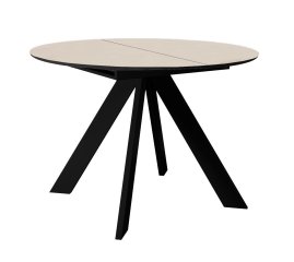 Стол DikLine SKC90 d900 Керамика Krater Perla (бежевый матовый)/подстолье черное/опоры черные