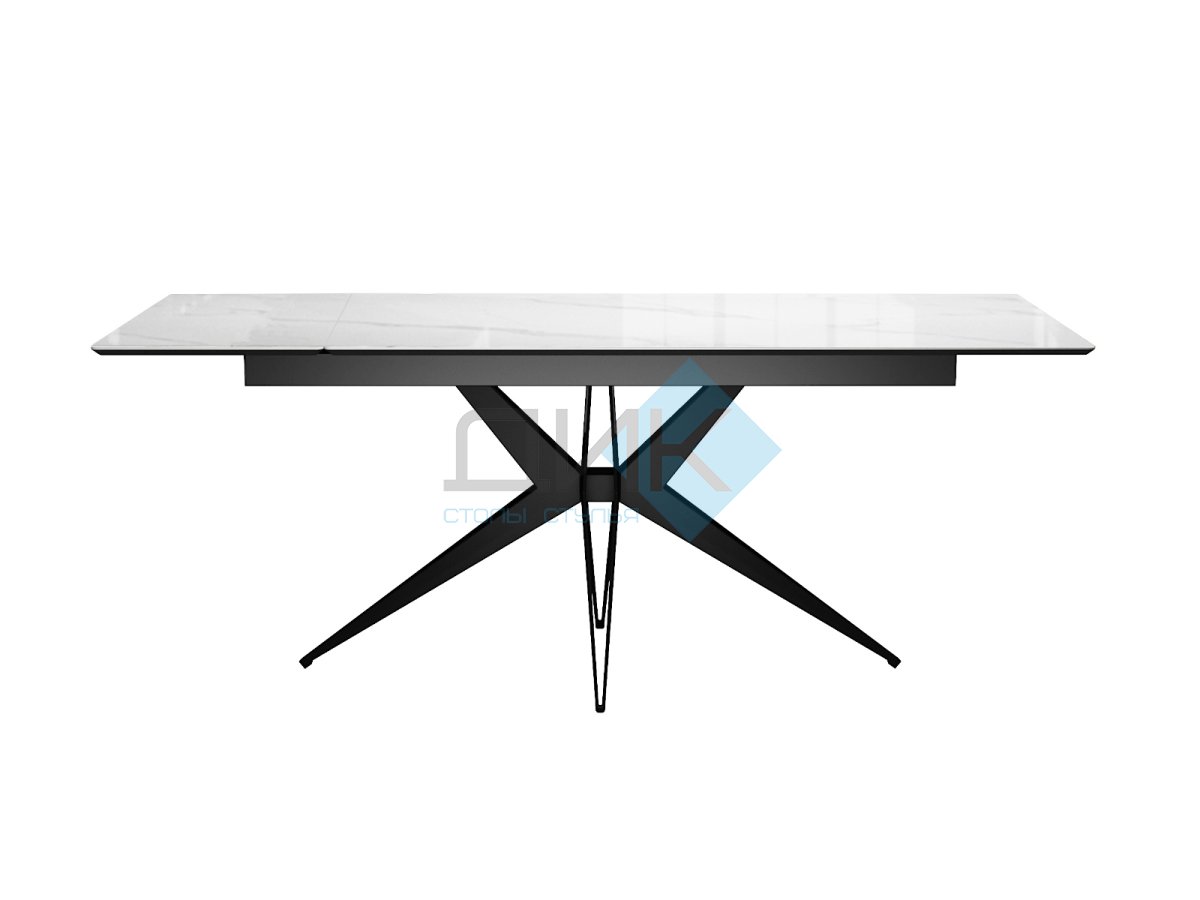 Стол DikLine DKS140 керамика Carrara Gloss (мрамор глянец белый), подстолье черное, опоры черные (2уп.)