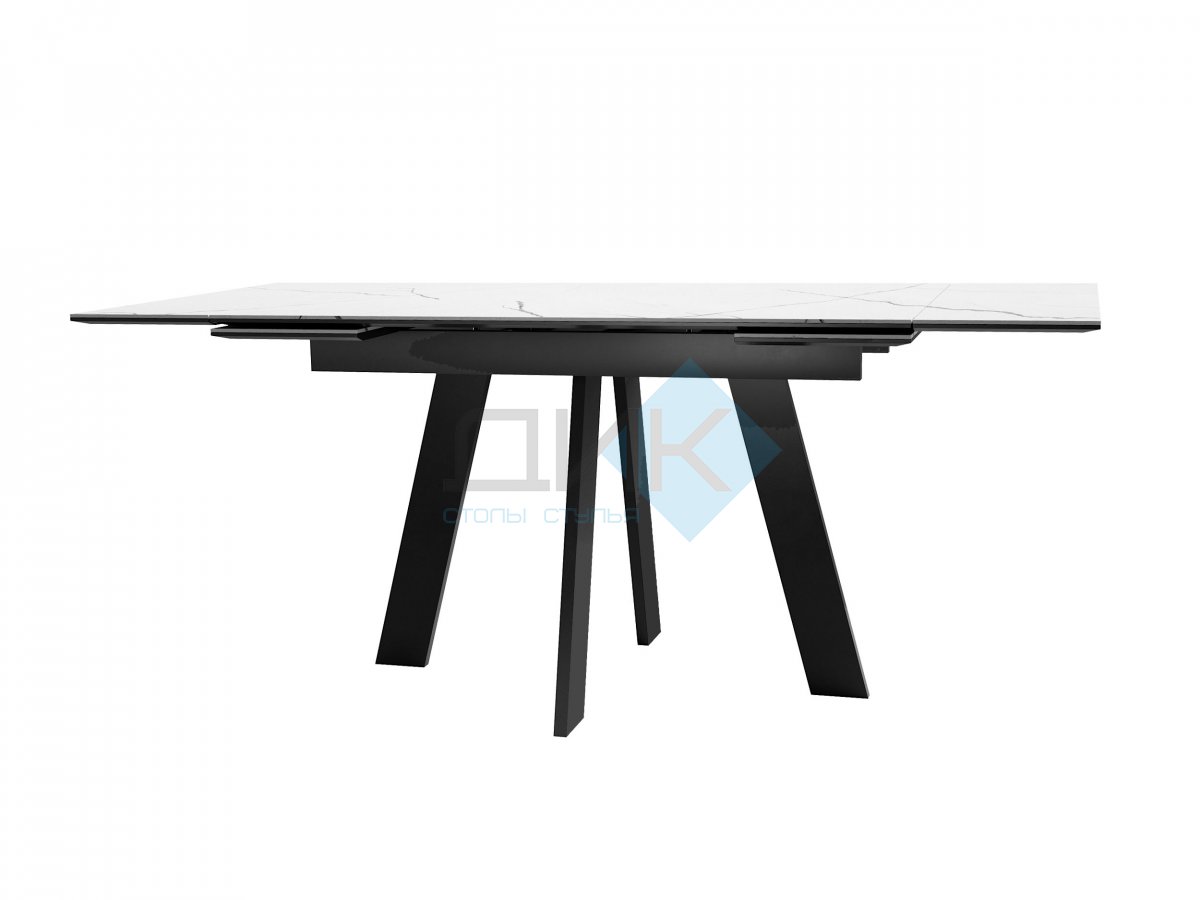 Стол DikLine SKM140 Керамика Белый мрамор/подстолье черное/опоры черные (2 уп.)