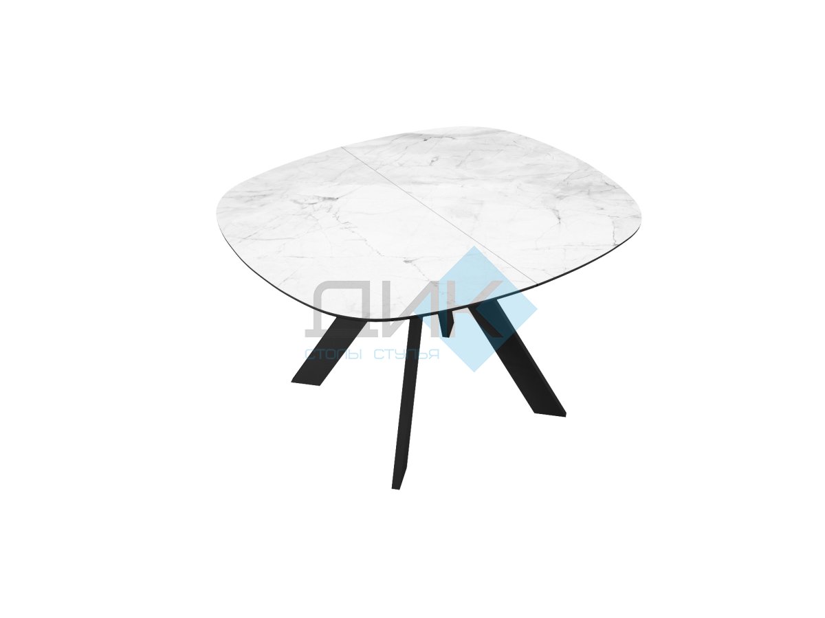 Стол DikLine BK100 Керамика Белый мрамор/подстолье черное/опоры черные