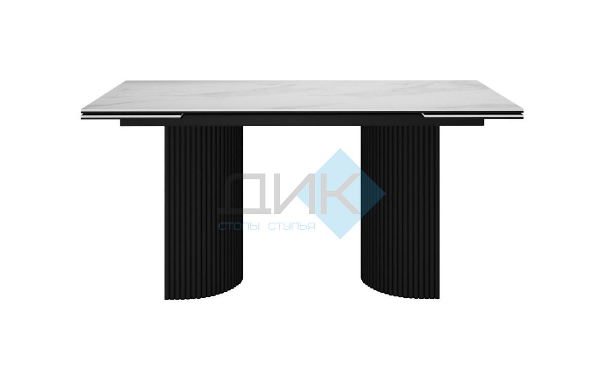 Стол DikLine EKD160, Керамика Белый глянец (К8/2), опоры черные (2 уп.)