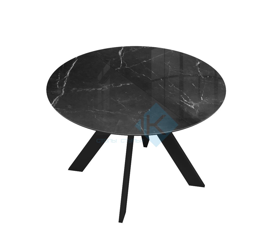 Стол DikLine SFC100 d1000 стекло Оптивайт Черный мрамор/подстолье черное