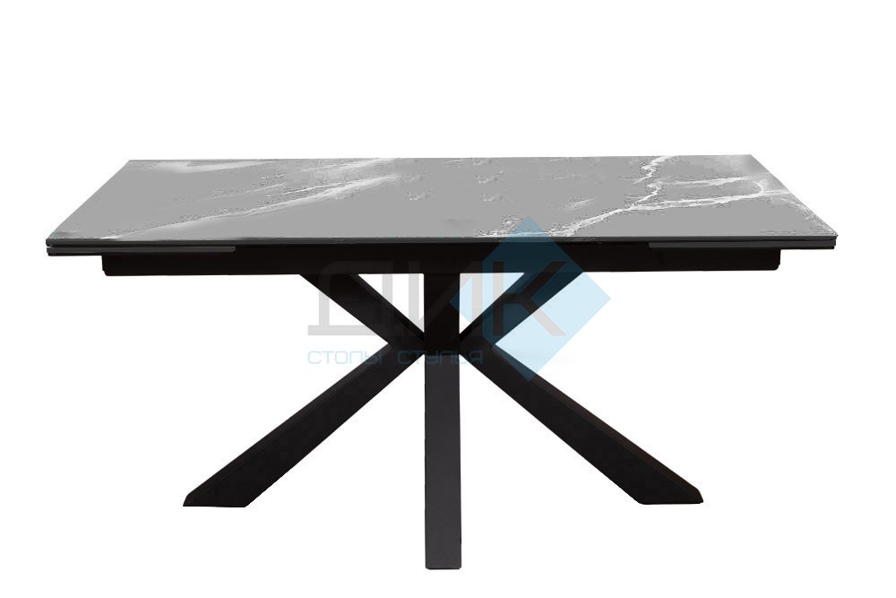 Стол DikLine SFE140 Керамика Серый мрамор/подстолье черное/опоры черные (2 уп.)