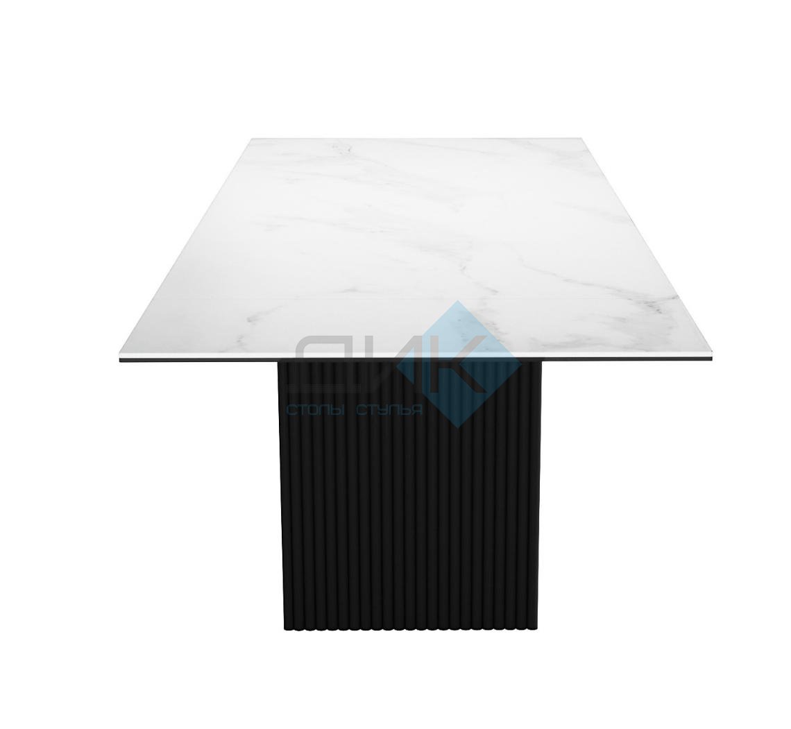 Стол DikLine IKD160 Керамика Carrara Gloss (мрамор глянец белый)/подстолье черное (2 уп.)