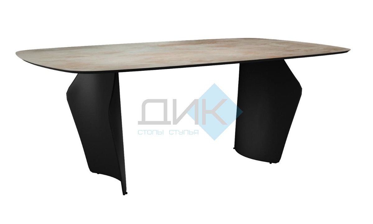 Стол DikLine KU180 керамика мрамор SH1683 матовая/опоры черные Образец в салоне ТЦ Гранд Химки