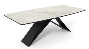 Стол DikLine SKY220 Керамика Ostra Bianco (мрамор глянец белый)/подстолье черное/опоры черные (2 уп.)
