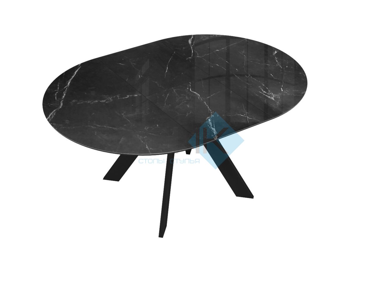 Стол DikLine SFC110 d1100 стекло Оптивайт Черный мрамор/подстолье черное/опоры черные