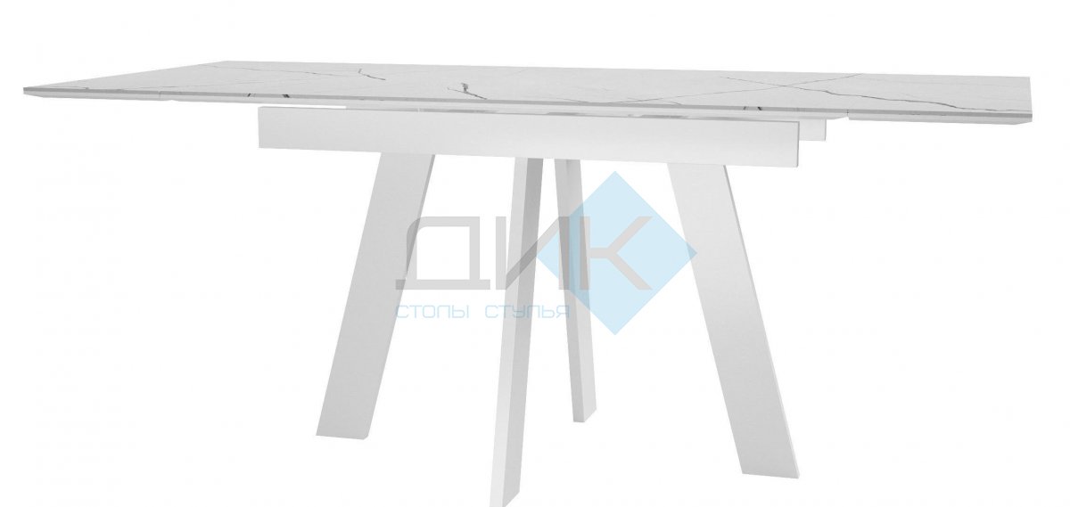 Стол DikLine SKM140 Керамика Белый мрамор/подстолье белое/опоры белые (2 уп.)