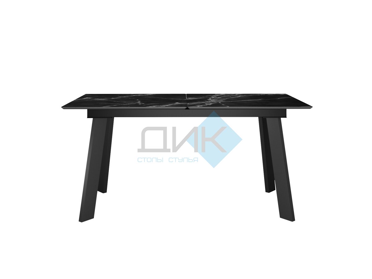 Стол DikLine DKH160, керамика 160(200)х90, мрамор черный матовый, опоры черные (2 уп.)