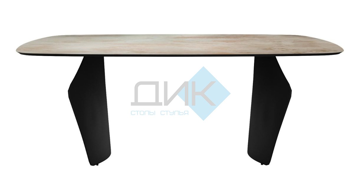 Стол DikLine KU180 керамика мрамор SH1683 матовая/опоры черные (2 уп)