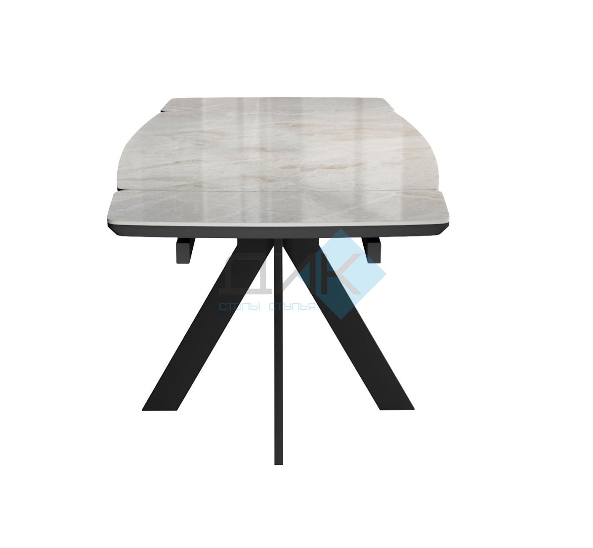 Стол DikLine DKU120 Керамика Italian Grey (глянец серый)/подстолье черное/опоры черные (2 уп.)