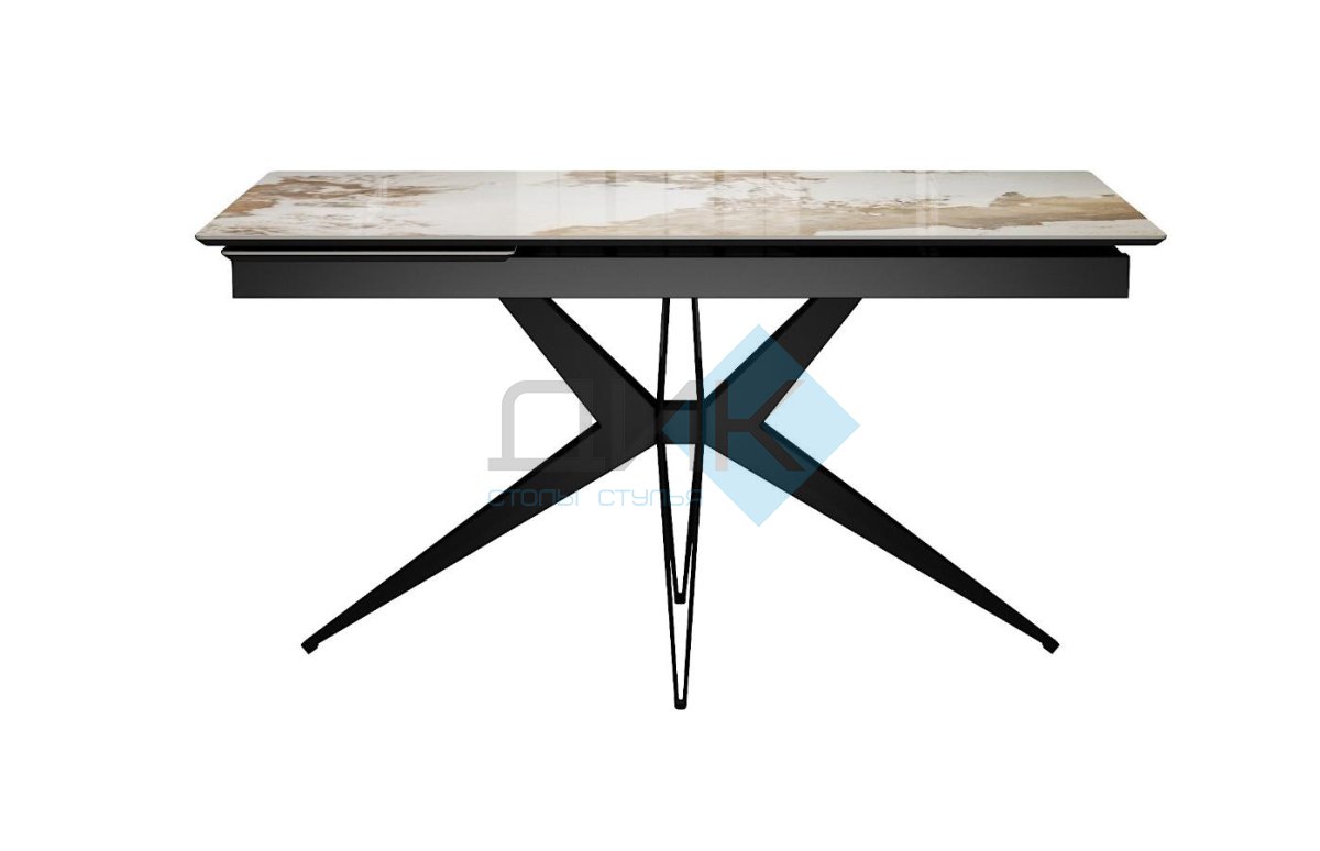 Стол DikLine DKS140 керамика PANDORA глянец, подстолье черное, опоры черные (2уп.)