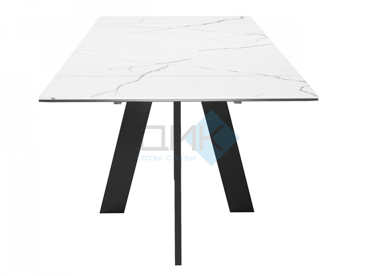 Стол DikLine SKM140 Керамика Белый мрамор/подстолье черное/опоры черные (2 уп.)