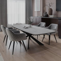 Обеденная зона: Стол DikLine KM160 + стулья Dikline 277 (4 шт)