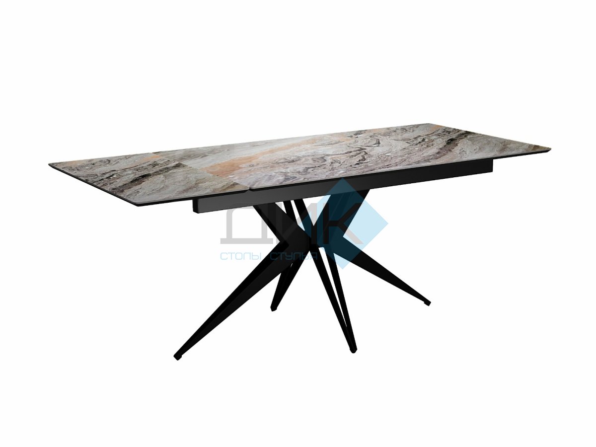 Стол DikLine DKS140 керамика Venetian Brown Light глянец, подстолье черное, опоры черные (2уп.)