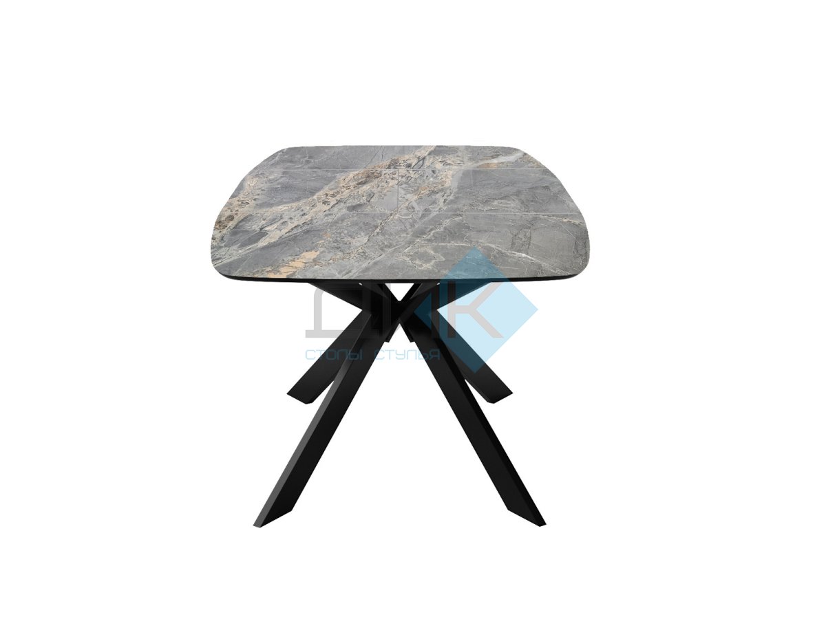Стол DikLine BK140 керамика Nebula Gold (мрамор глянец серый), подстолье черное, опоры черные