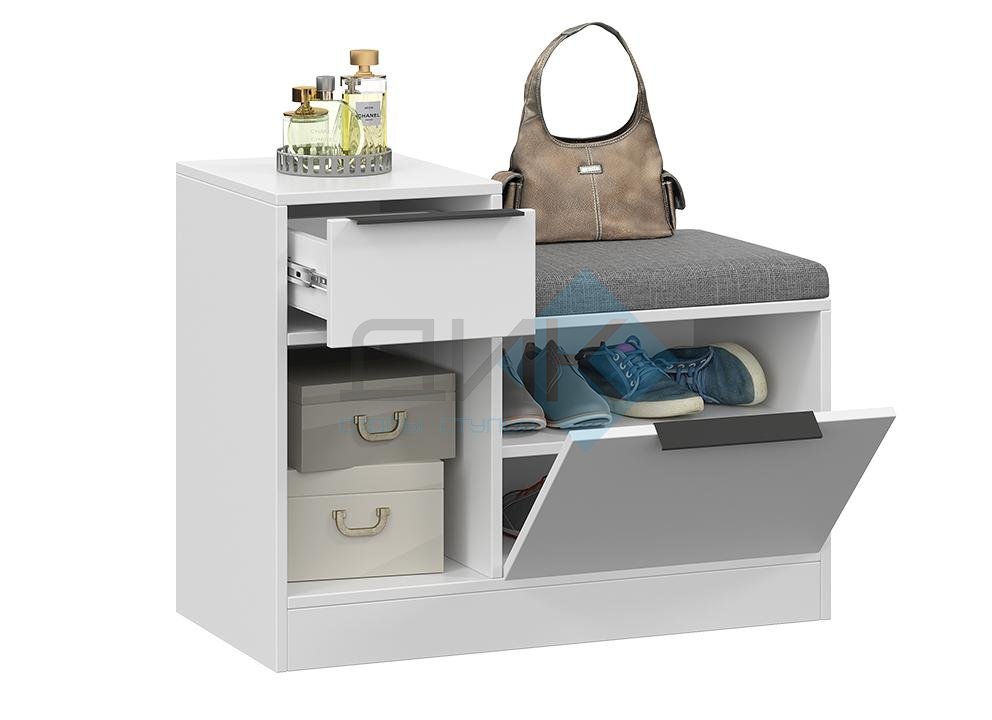 Агата тумба для обуви комбинированная (белый)