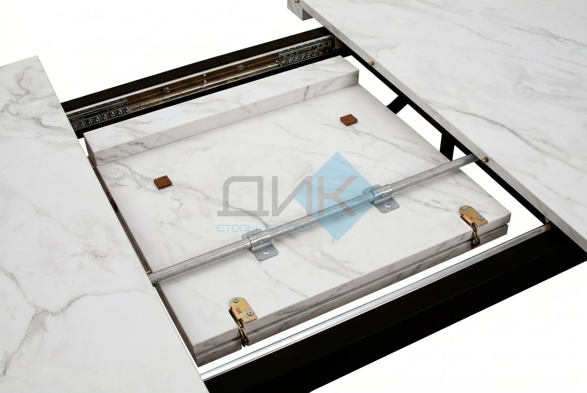 Стол DikLine HB120 Мрамор Кристал белый/опоры черные