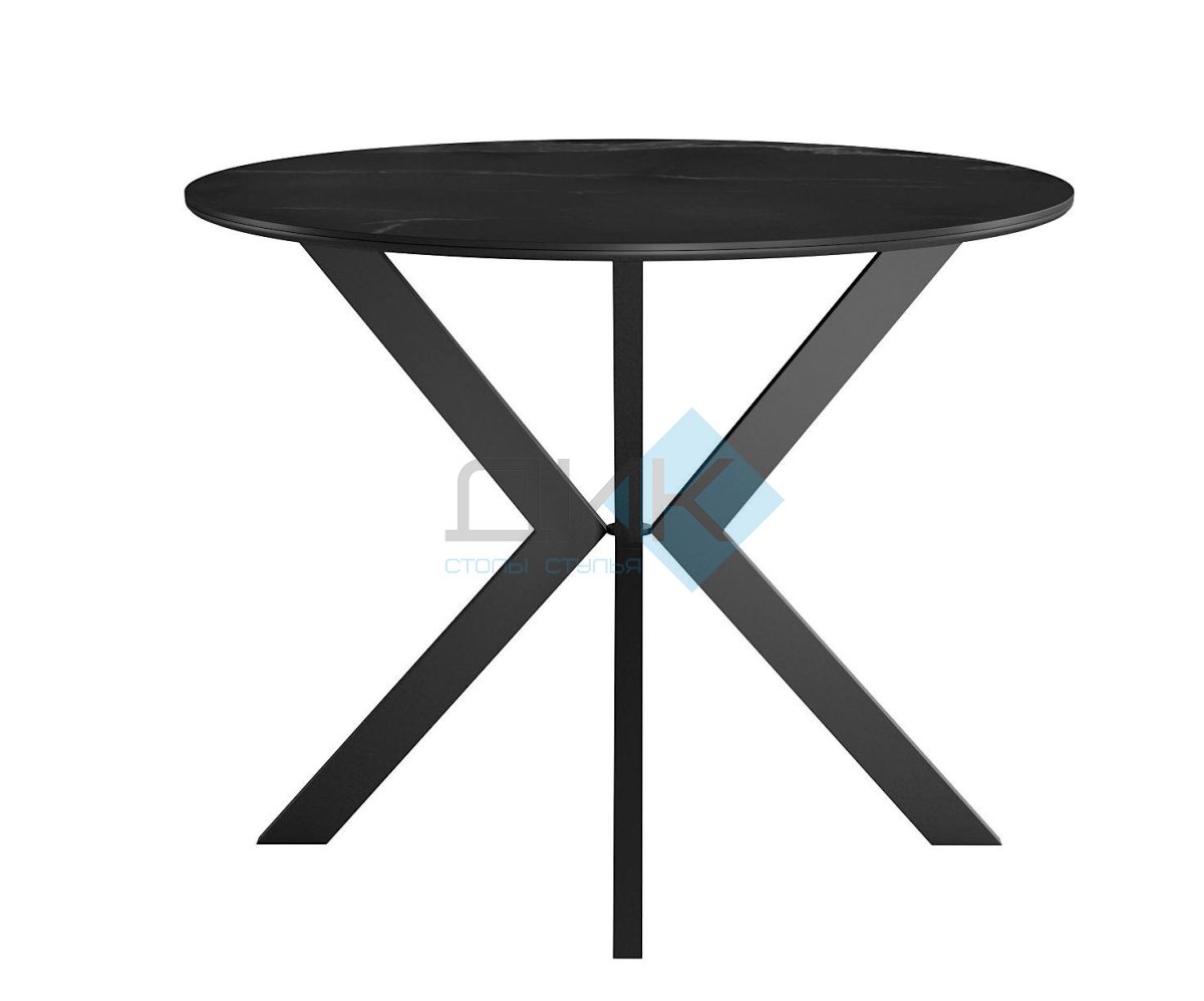 Стол DikLine RN90 d900 Керамика Черный мрамор/подстолье черное/опоры черные
