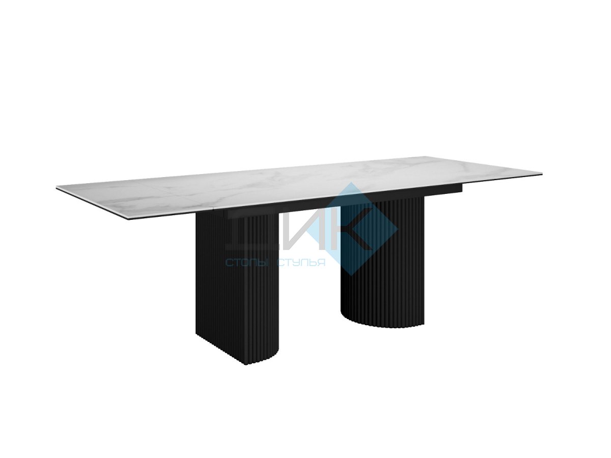 Стол DikLine EKD160, Керамика Белый глянец (К8/2), опоры черные (2 уп.)