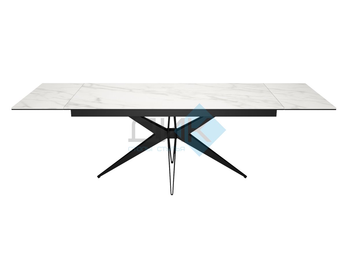 Стол DikLine KW160 керамика белый мрамор С41 матовая/опоры черные (2 уп.)